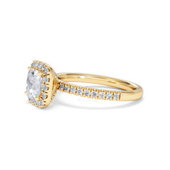 Beatrice GIA Diamond Halo Engagement Ring in 18K Gold 1.65ct G/SI2