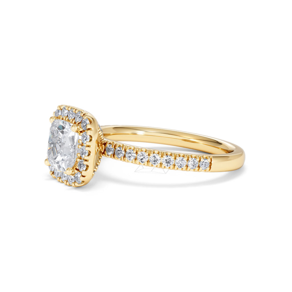 Beatrice GIA Diamond Halo Engagement Ring in 18K Gold 1.65ct G/SI2
