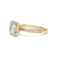 Beatrice GIA Diamond Halo Engagement Ring in 18K Gold 1.65ct G/SI2