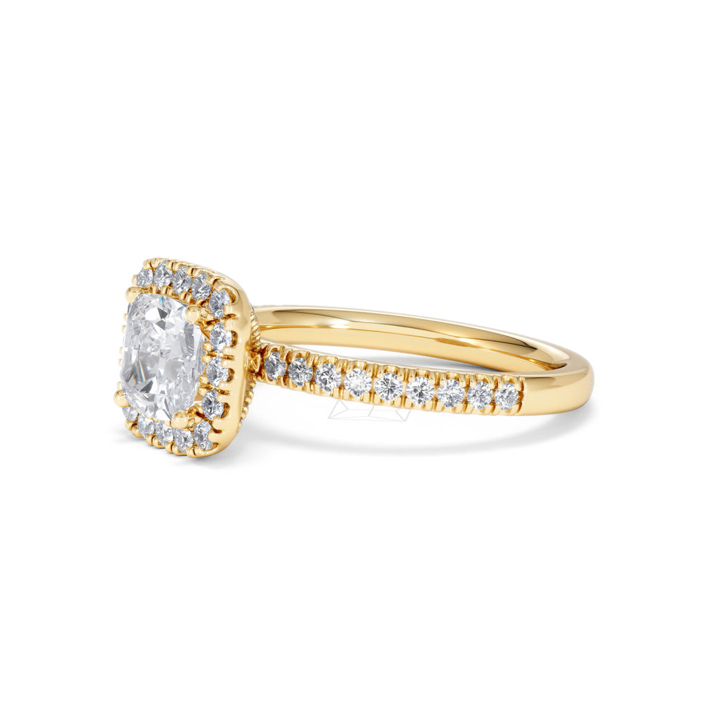 Beatrice Lab Diamond Halo Engagement Ring in 18K Gold 1.65ct F/VS1