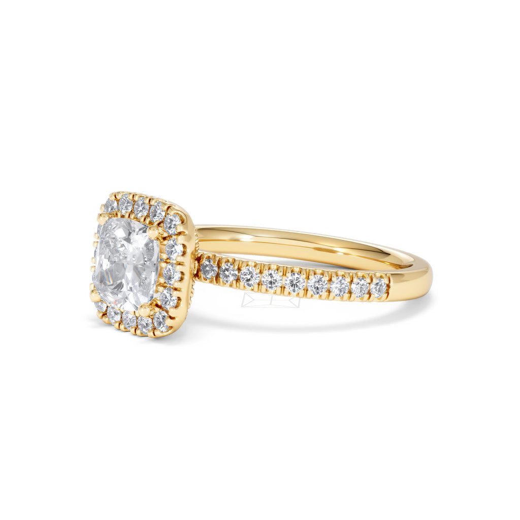 Beatrice GIA Diamond Halo Engagement Ring in 18K Gold 1.65ct G/SI2