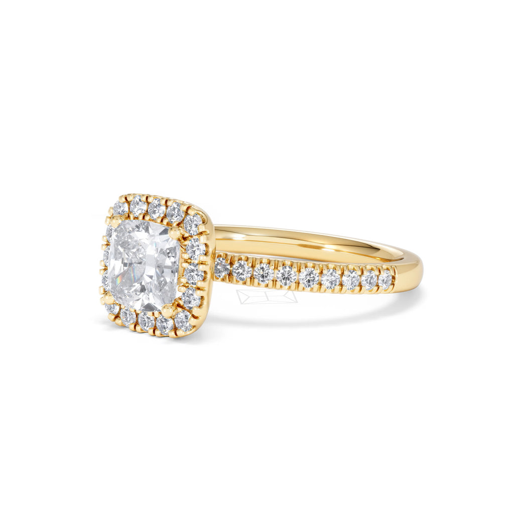 Beatrice GIA Diamond Halo Engagement Ring in 18K Gold 1.65ct G/SI2