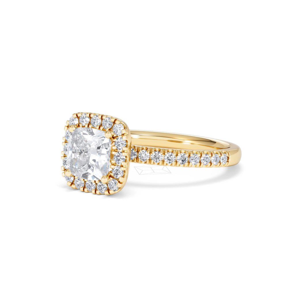 Beatrice GIA Diamond Halo Engagement Ring in 18K Gold 1.65ct G/SI2