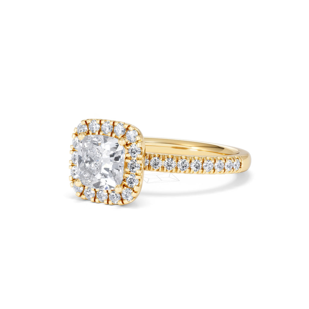 Beatrice GIA Diamond Halo Engagement Ring in 18K Gold 1.65ct G/SI2