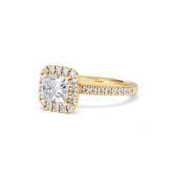 Beatrice GIA Diamond Halo Engagement Ring in 18K Gold 1.65ct G/SI2