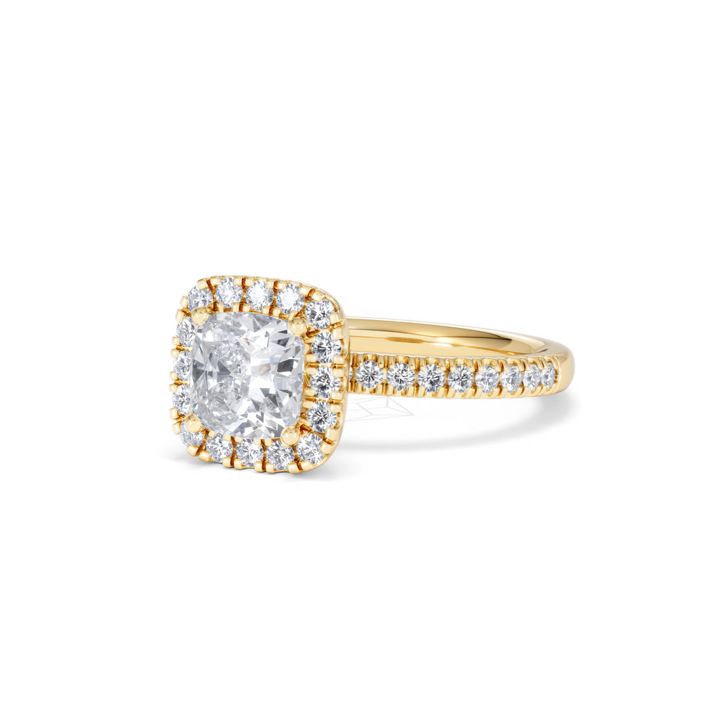 Beatrice GIA Diamond Halo Engagement Ring in 18K Gold 1.65ct G/SI2