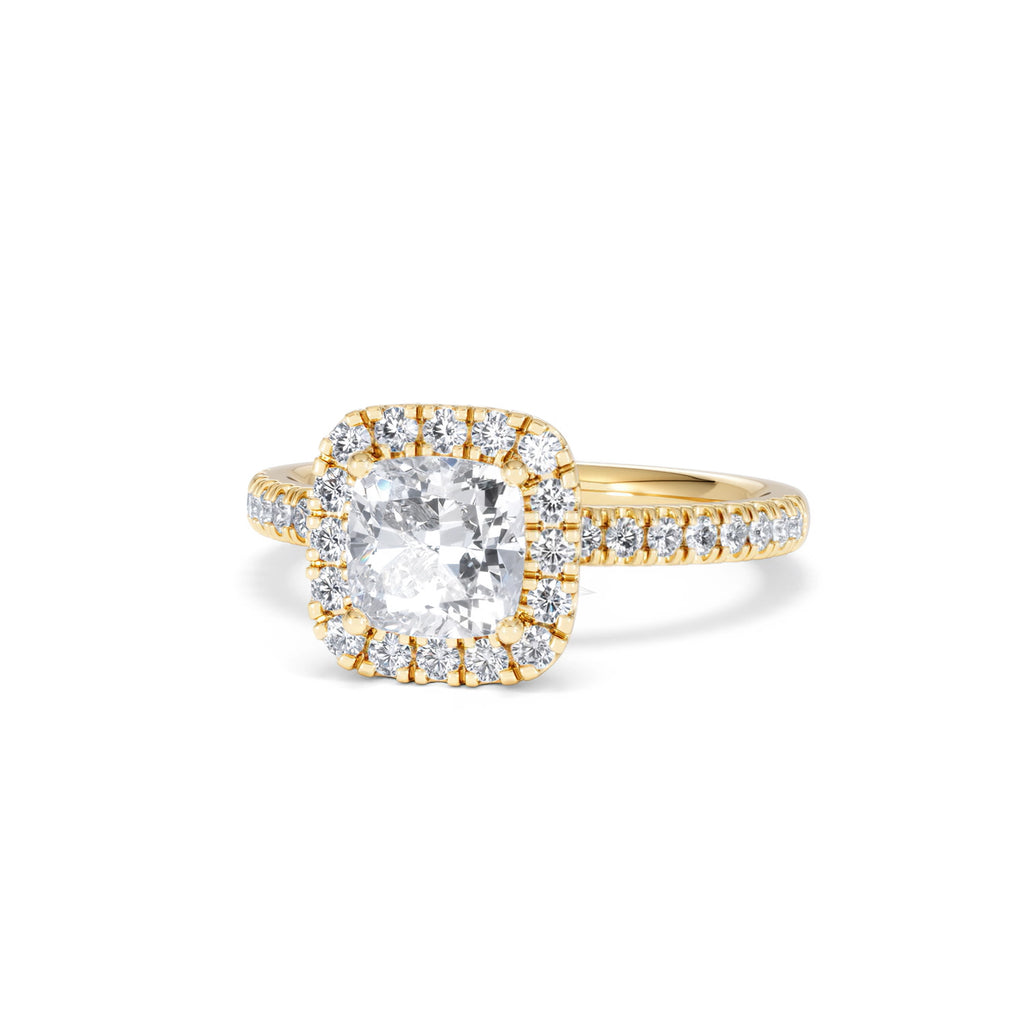 Beatrice GIA Diamond Halo Engagement Ring in 18K Gold 1.65ct G/SI2