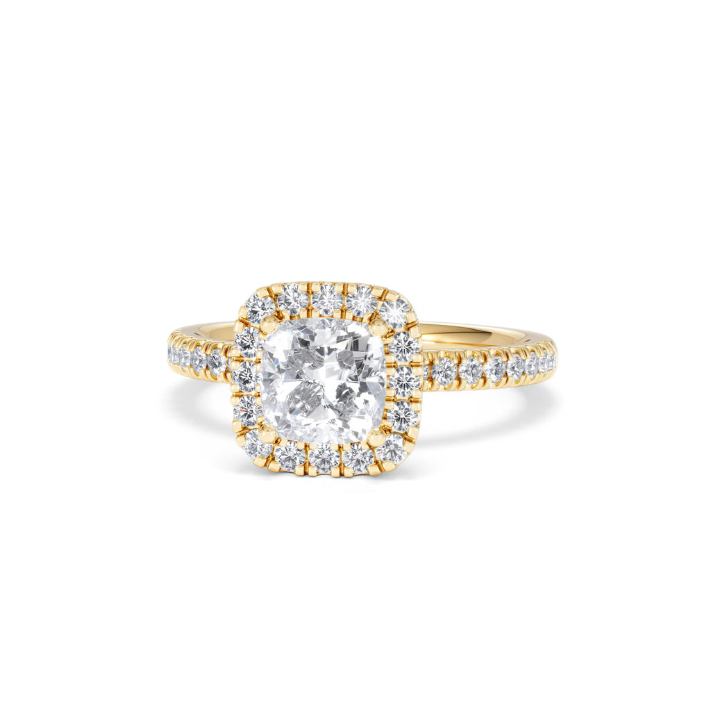 Beatrice GIA Diamond Halo Engagement Ring in 18K Gold 1.65ct G/SI2