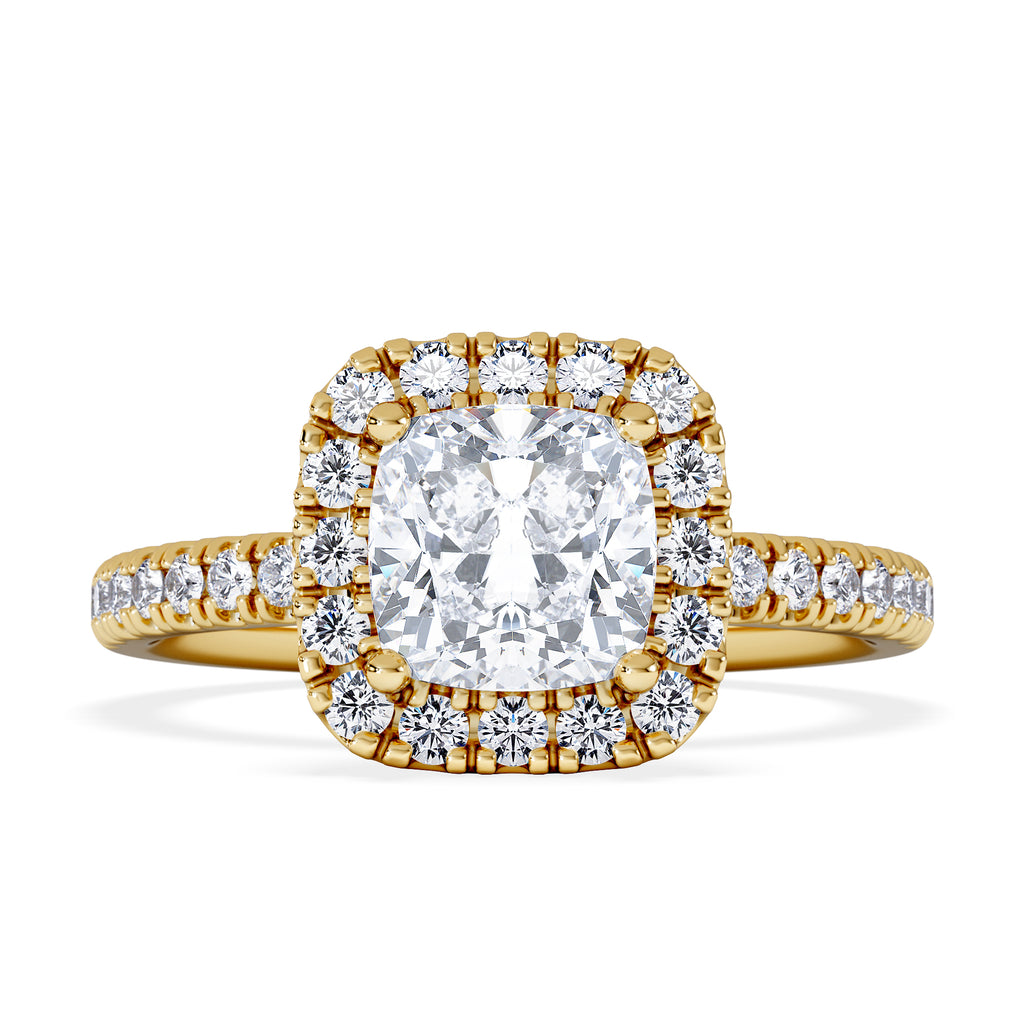 Beatrice GIA Diamond Halo Engagement Ring in 18K Gold 1.65ct G/SI2