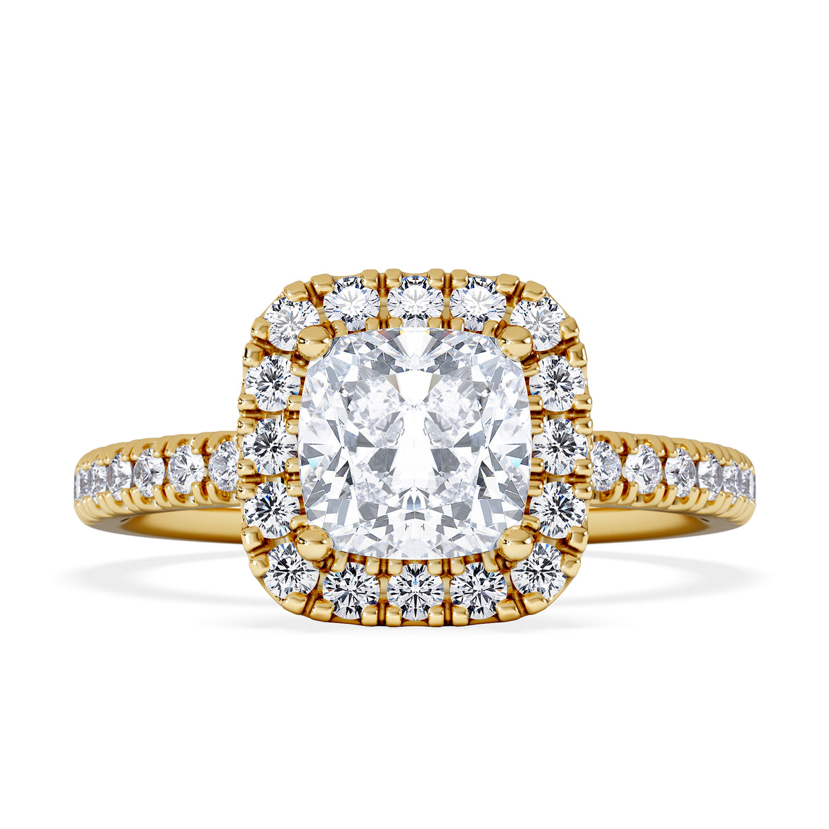 Beatrice GIA Diamond Halo Engagement Ring in 18K Gold 1.65ct G/SI2
