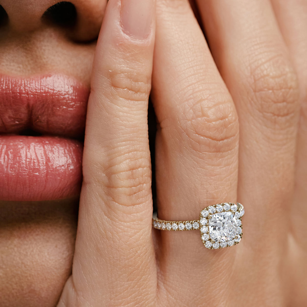 Beatrice Lab Diamond Halo Engagement Ring in 18K Gold 1.65ct F/VS1