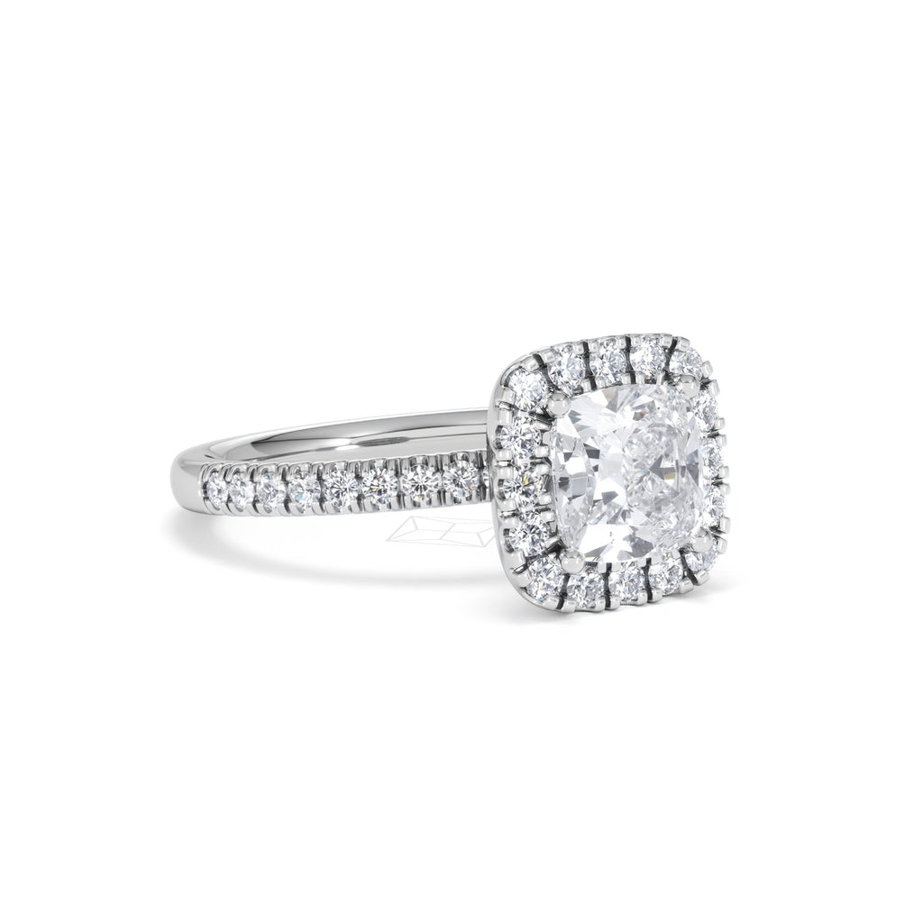 2.05ct Beatrice Lab Diamond Halo Engagement Ring in Platinum F/VS1