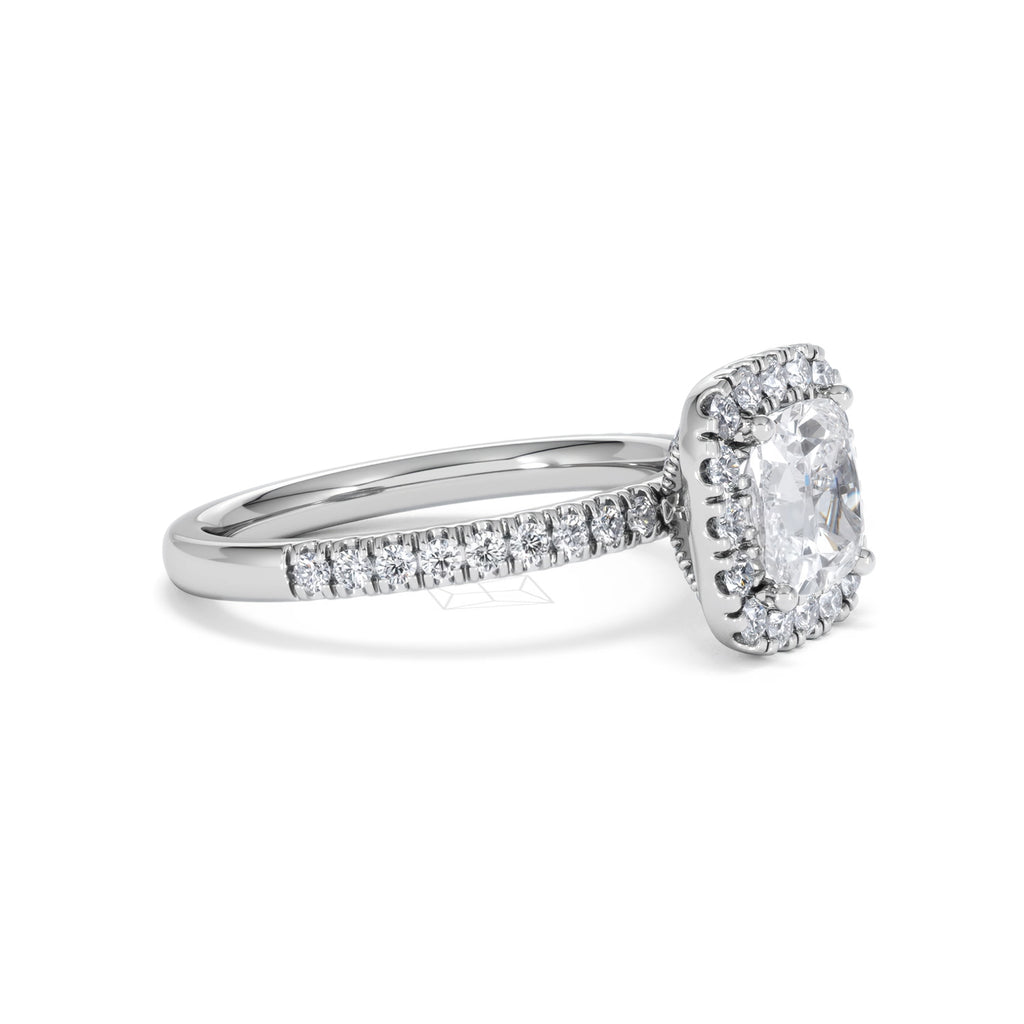 2.05ct Beatrice Lab Diamond Halo Engagement Ring in Platinum F/VS1