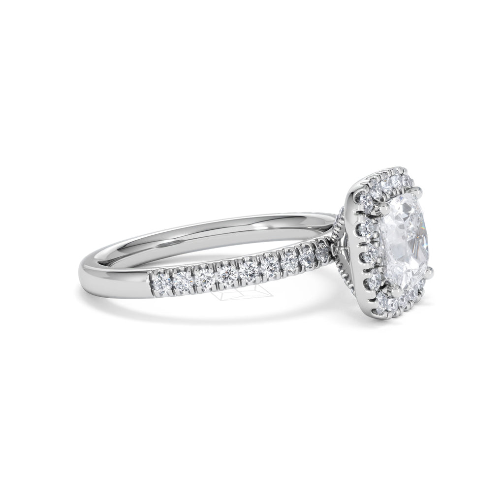 2.05ct Beatrice Lab Diamond Halo Engagement Ring in Platinum F/VS1