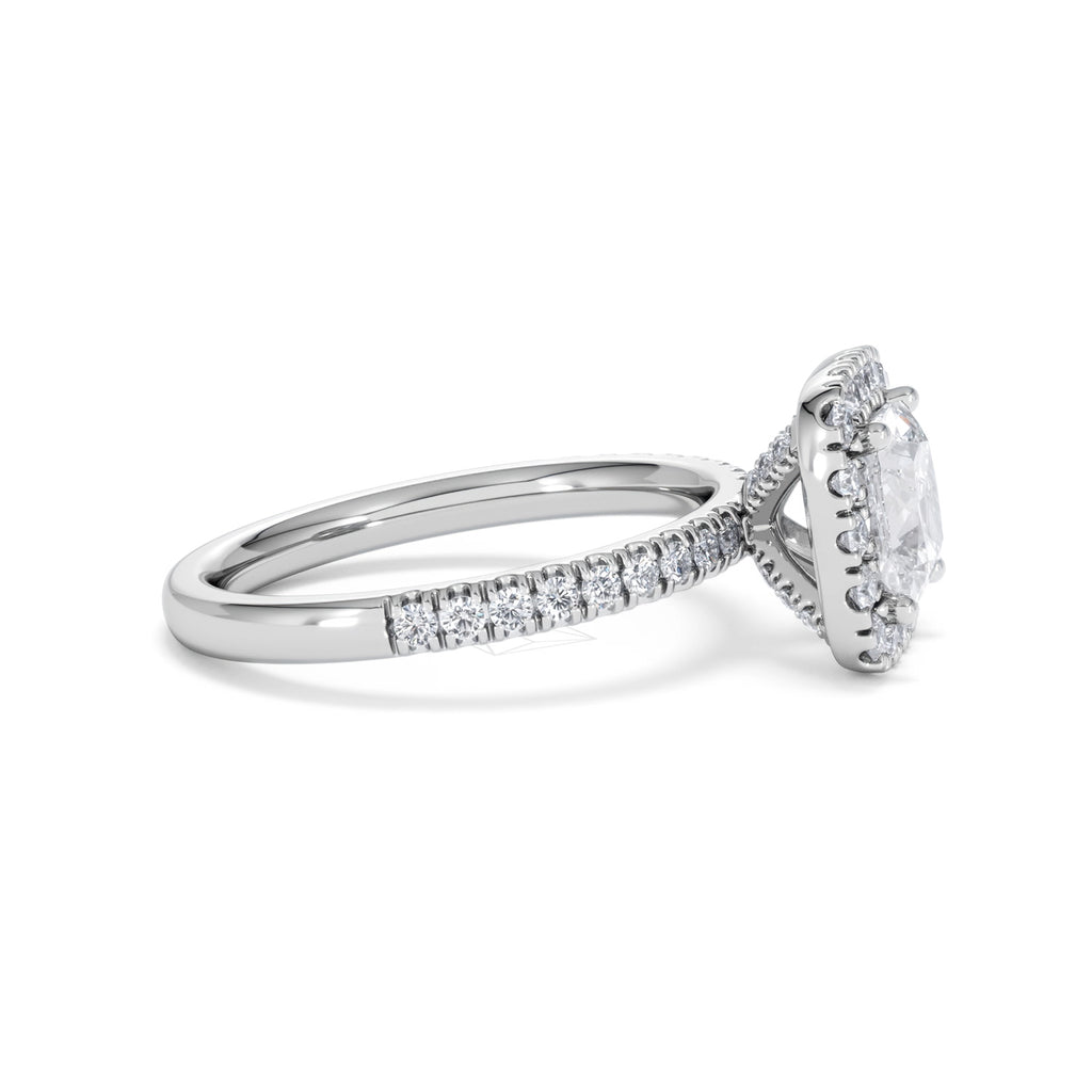 2.05ct Beatrice Lab Diamond Halo Engagement Ring in Platinum F/VS1