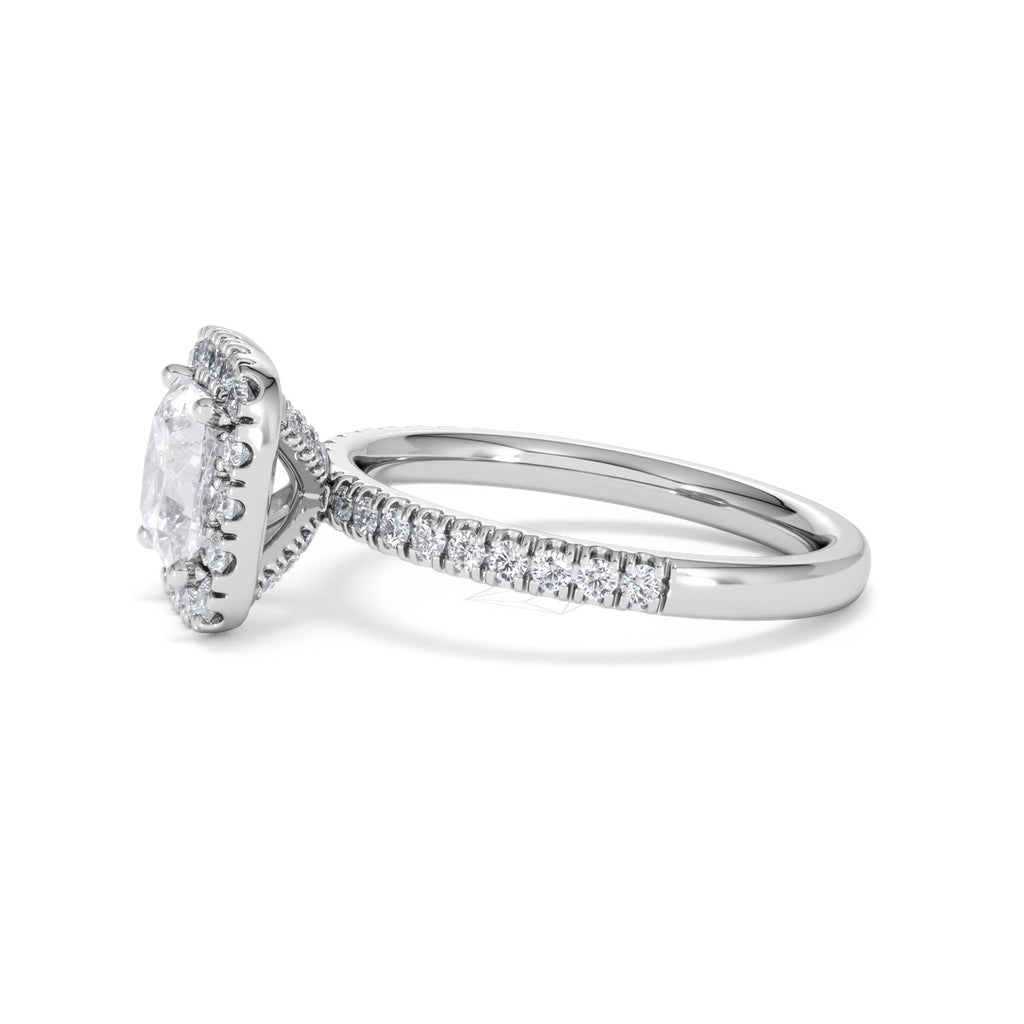 2.05ct Beatrice Lab Diamond Halo Engagement Ring in Platinum F/VS1