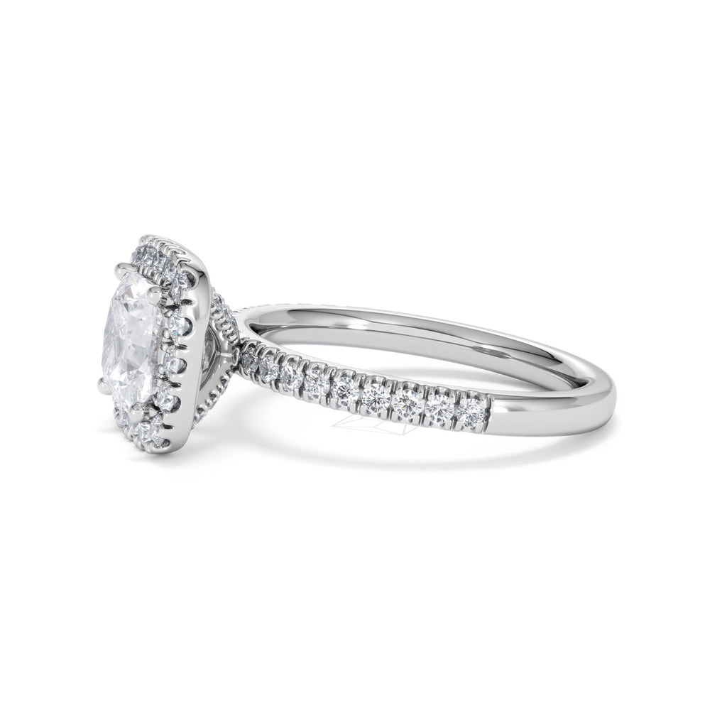 2.05ct Beatrice Lab Diamond Halo Engagement Ring in Platinum F/VS1