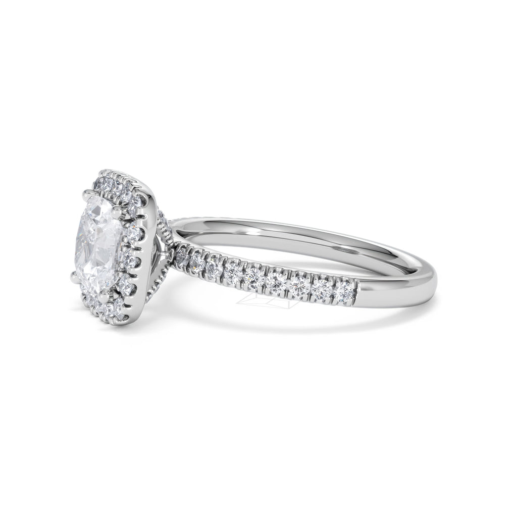 2.05ct Beatrice Lab Diamond Halo Engagement Ring in Platinum F/VS1