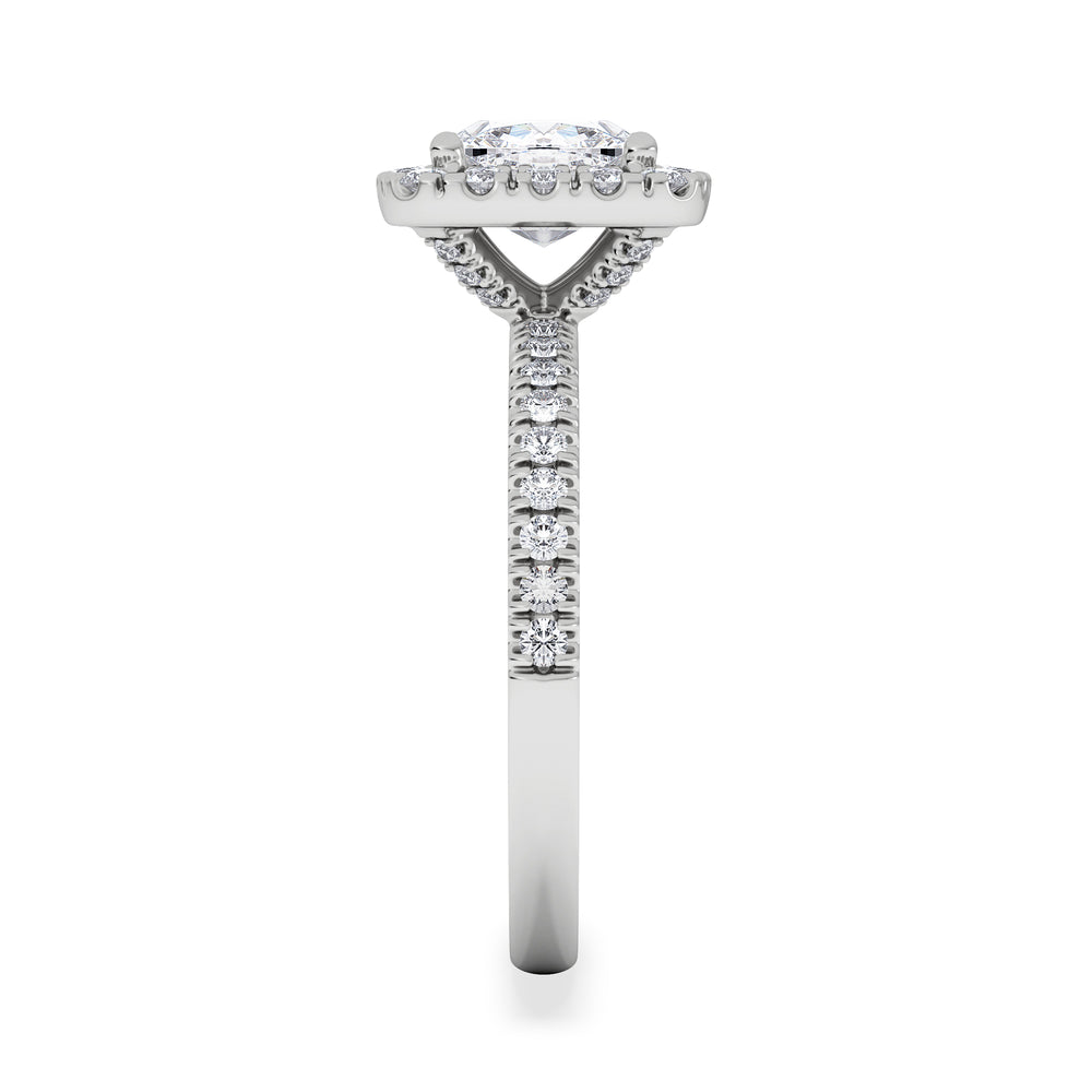 2.05ct Beatrice Lab Diamond Halo Engagement Ring 18K White Gold F/VS1