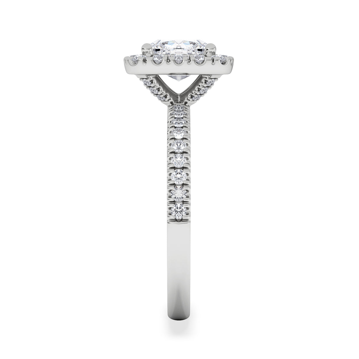 2.05ct Beatrice Lab Diamond Halo Engagement Ring 18K White Gold F/VS1