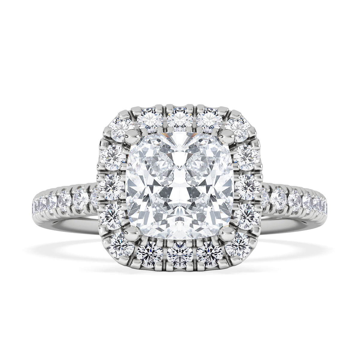 2.05ct Beatrice Lab Diamond Halo Engagement Ring 18K White Gold F/VS1