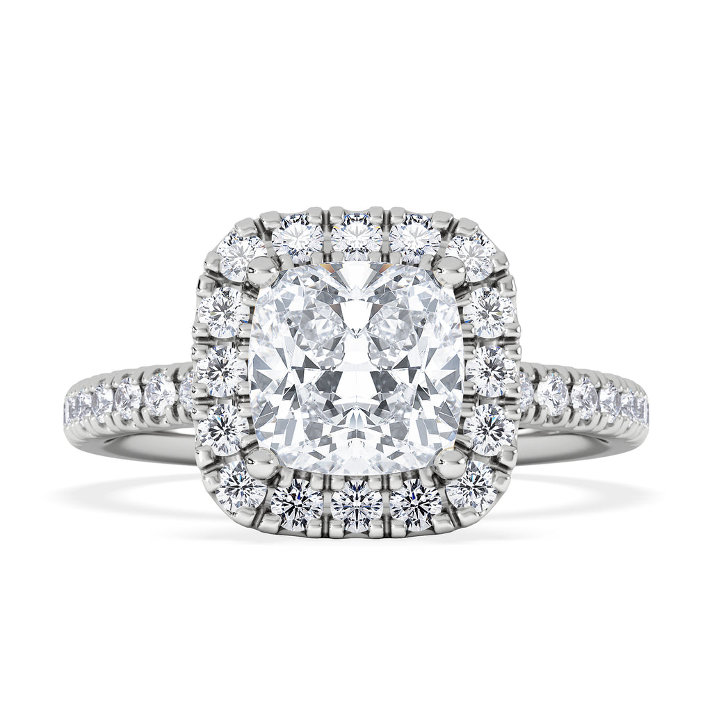 2.05ct Beatrice Lab Diamond Halo Engagement Ring in Platinum F/VS1