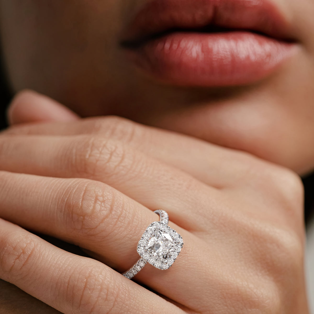 2.05ct Beatrice Lab Diamond Halo Engagement Ring in Platinum F/VS1