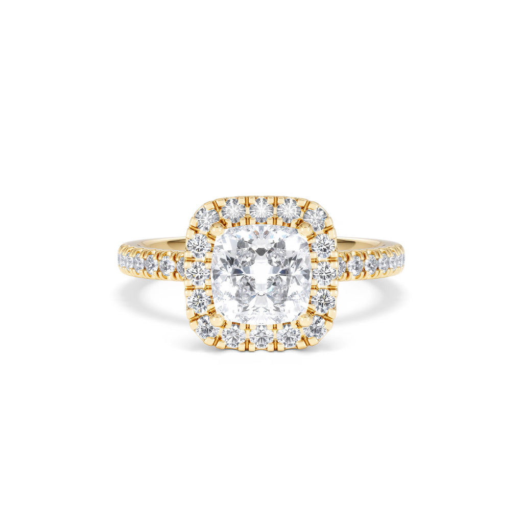 2.05ct Beatrice Lab Diamond Halo Engagement Ring in 18K Gold F/VS1