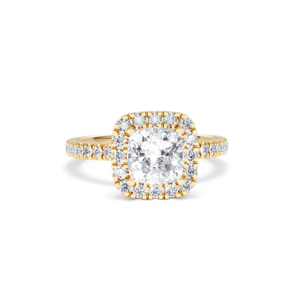 2.05ct Beatrice Lab Diamond Halo Engagement Ring in 18K Gold F/VS1