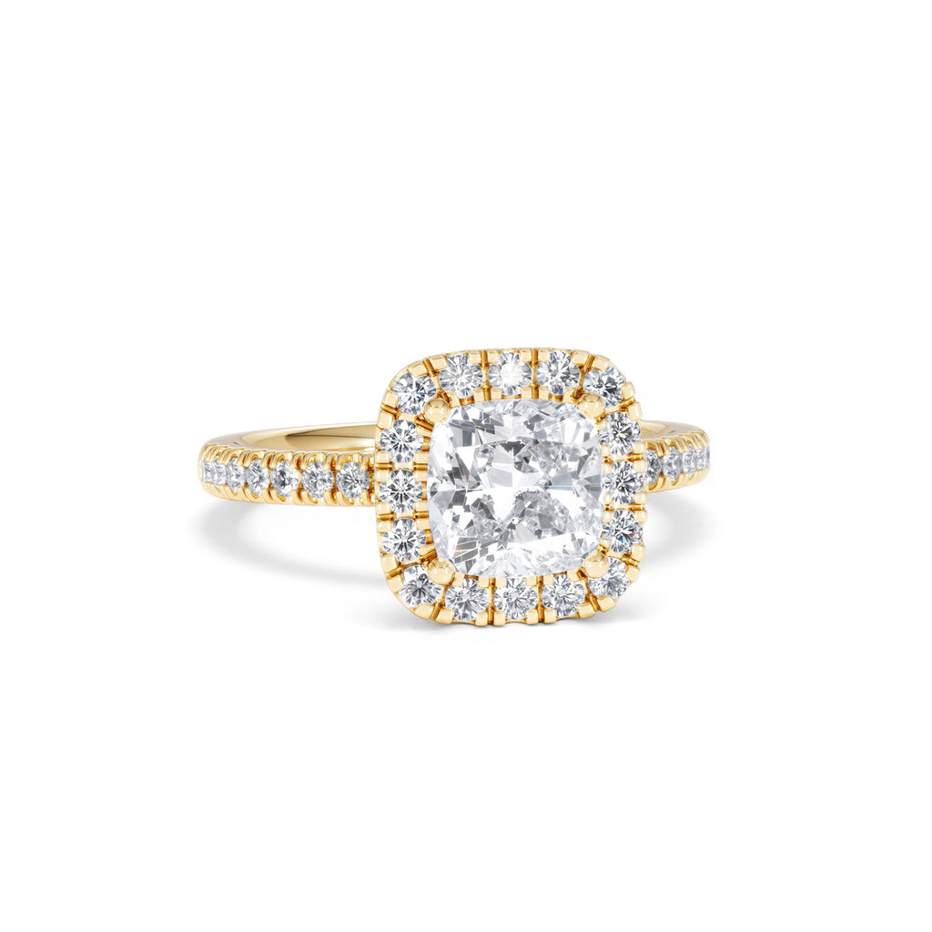 2.05ct Beatrice Lab Diamond Halo Engagement Ring in 18K Gold F/VS1