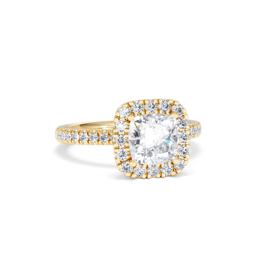 2.05ct Beatrice Lab Diamond Halo Engagement Ring in 18K Gold F/VS1