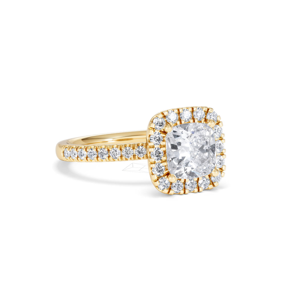 2.05ct Beatrice Lab Diamond Halo Engagement Ring in 18K Gold F/VS1