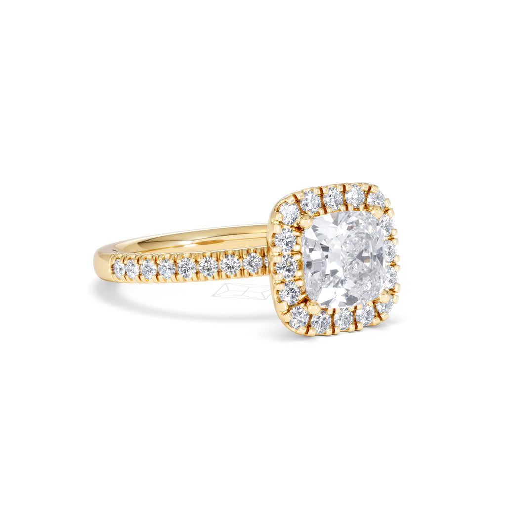 2.05ct Beatrice Lab Diamond Halo Engagement Ring in 18K Gold F/VS1