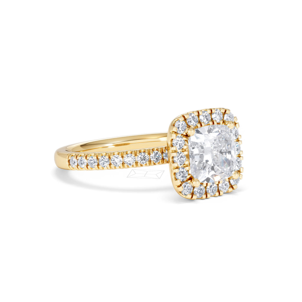 2.05ct Beatrice Lab Diamond Halo Engagement Ring in 18K Gold F/VS1