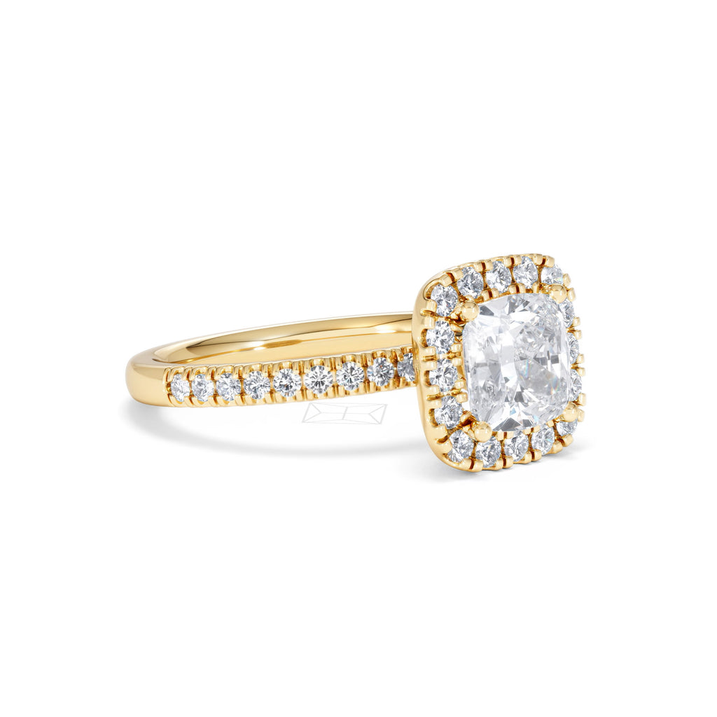 2.05ct Beatrice Lab Diamond Halo Engagement Ring in 18K Gold F/VS1