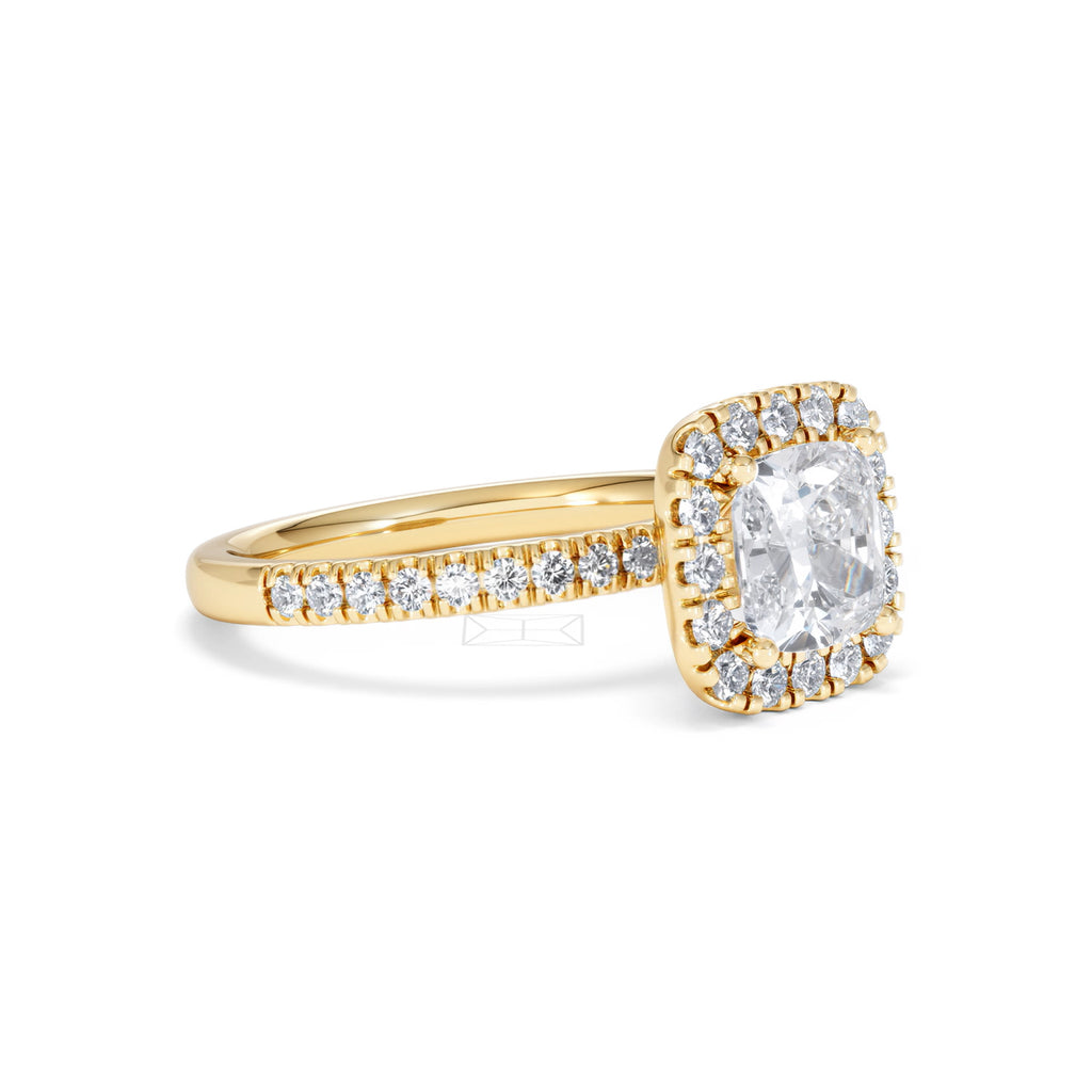 2.05ct Beatrice Lab Diamond Halo Engagement Ring in 18K Gold F/VS1