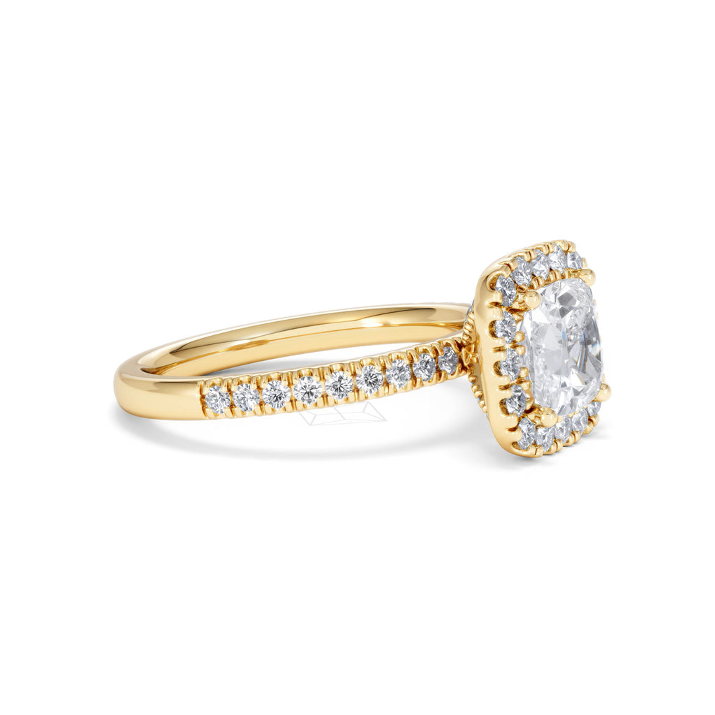 2.05ct Beatrice Lab Diamond Halo Engagement Ring in 18K Gold F/VS1