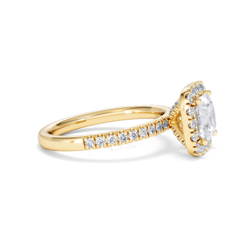 2.05ct Beatrice Lab Diamond Halo Engagement Ring in 18K Gold F/VS1