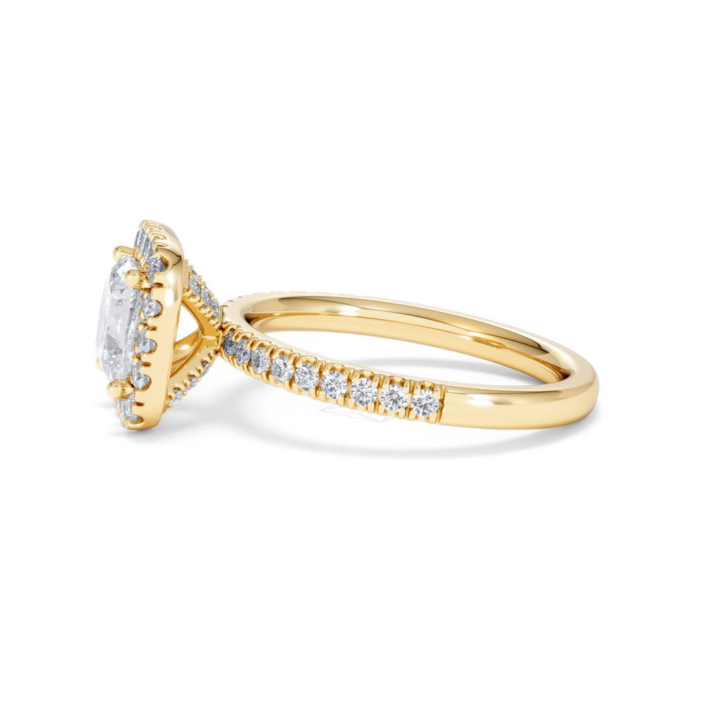 2.05ct Beatrice Lab Diamond Halo Engagement Ring in 18K Gold F/VS1