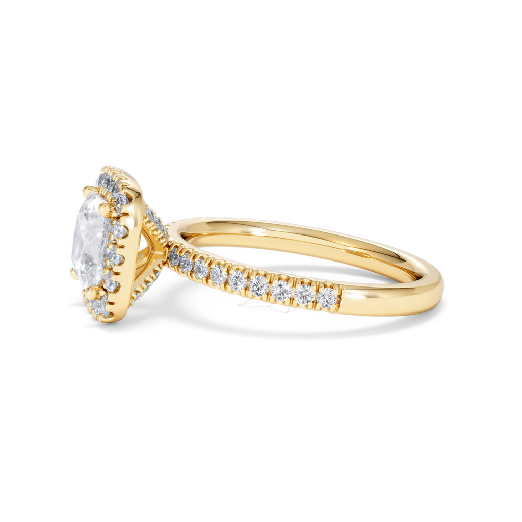 2.05ct Beatrice Lab Diamond Halo Engagement Ring in 18K Gold F/VS1