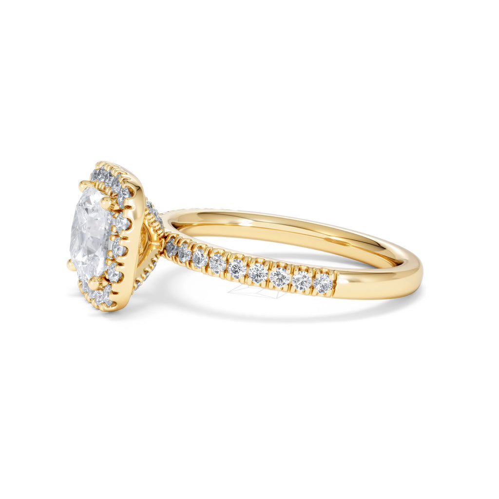 2.05ct Beatrice Lab Diamond Halo Engagement Ring in 18K Gold F/VS1