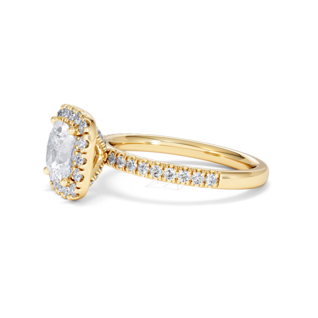 2.05ct Beatrice Lab Diamond Halo Engagement Ring in 18K Gold F/VS1