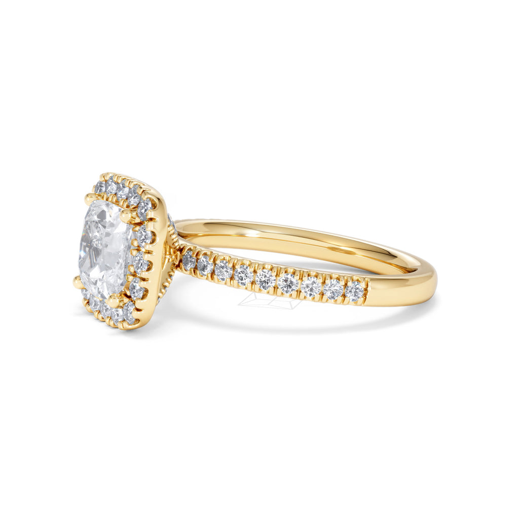 2.05ct Beatrice Lab Diamond Halo Engagement Ring in 18K Gold F/VS1