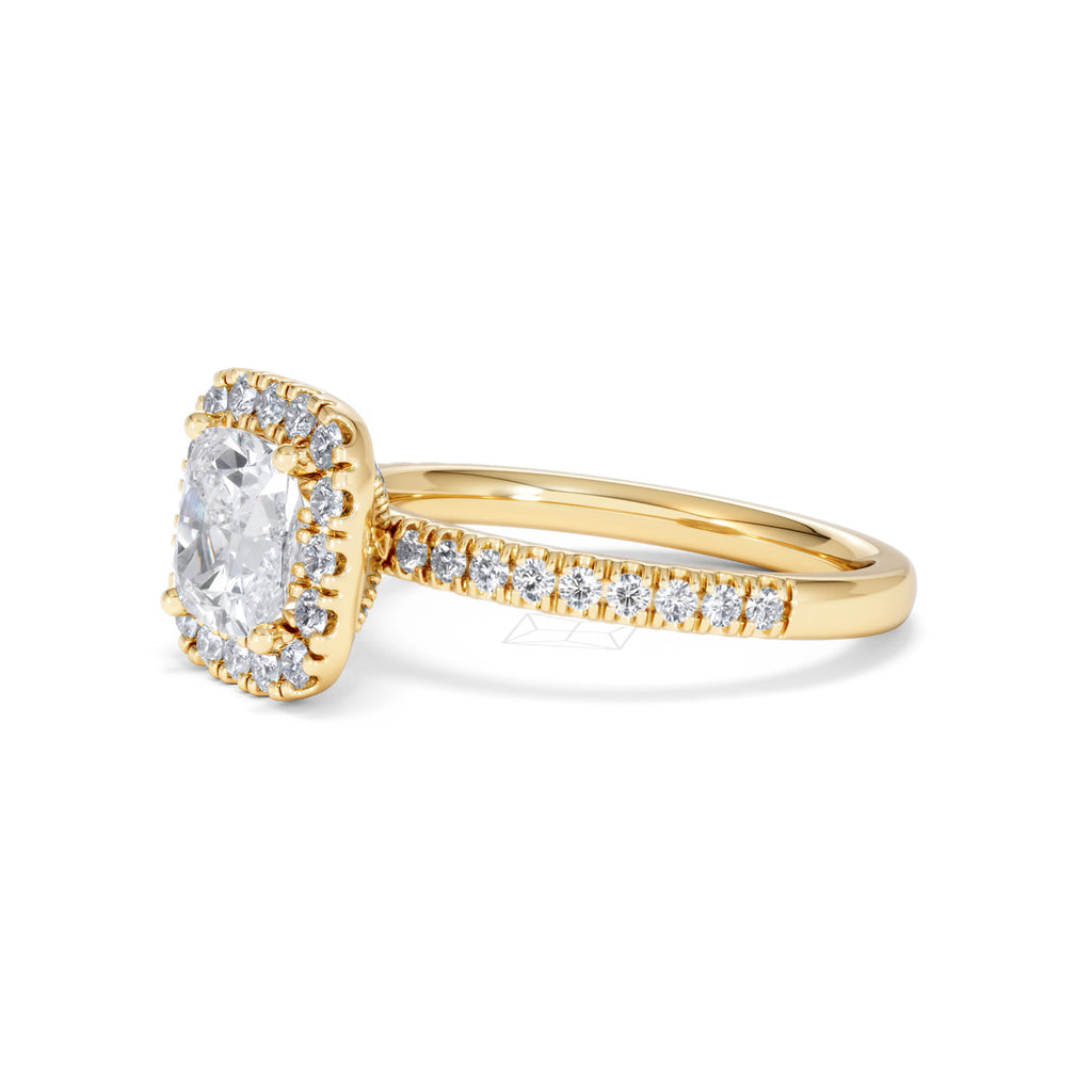 2.05ct Beatrice Lab Diamond Halo Engagement Ring in 18K Gold F/VS1