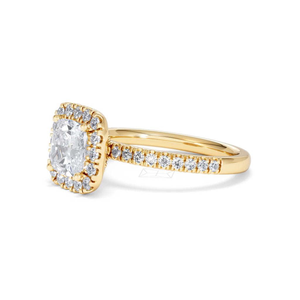 2.05ct Beatrice Lab Diamond Halo Engagement Ring in 18K Gold F/VS1