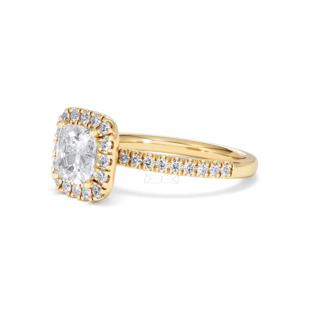 2.05ct Beatrice Lab Diamond Halo Engagement Ring in 18K Gold F/VS1