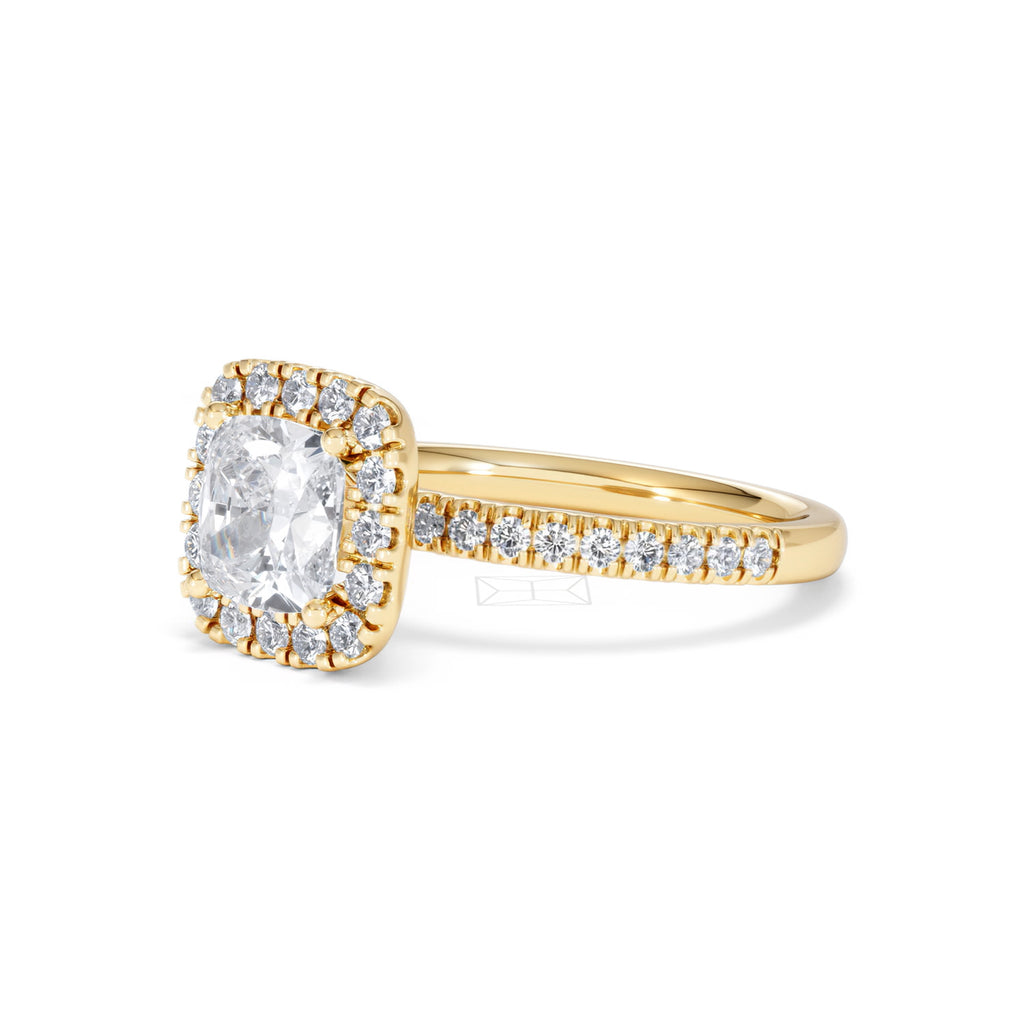 2.05ct Beatrice Lab Diamond Halo Engagement Ring in 18K Gold F/VS1