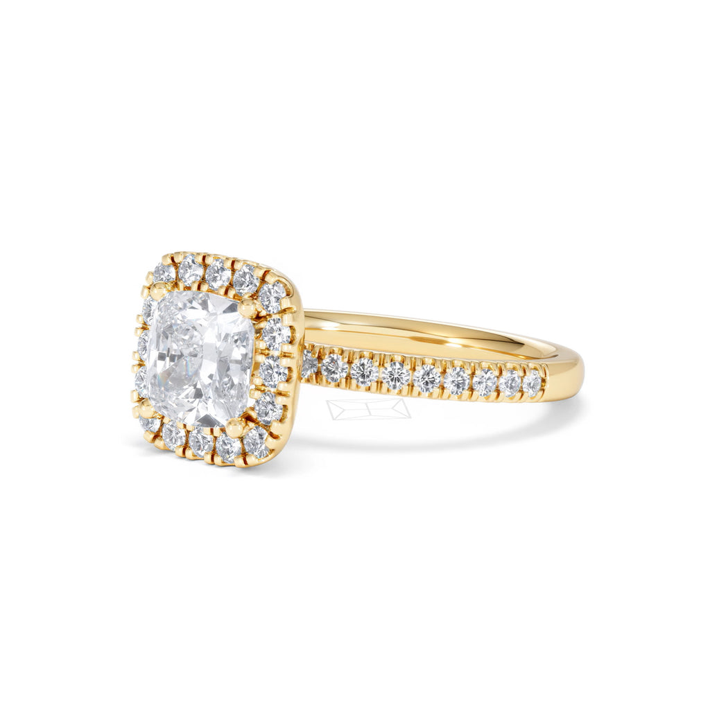 2.05ct Beatrice Lab Diamond Halo Engagement Ring in 18K Gold F/VS1