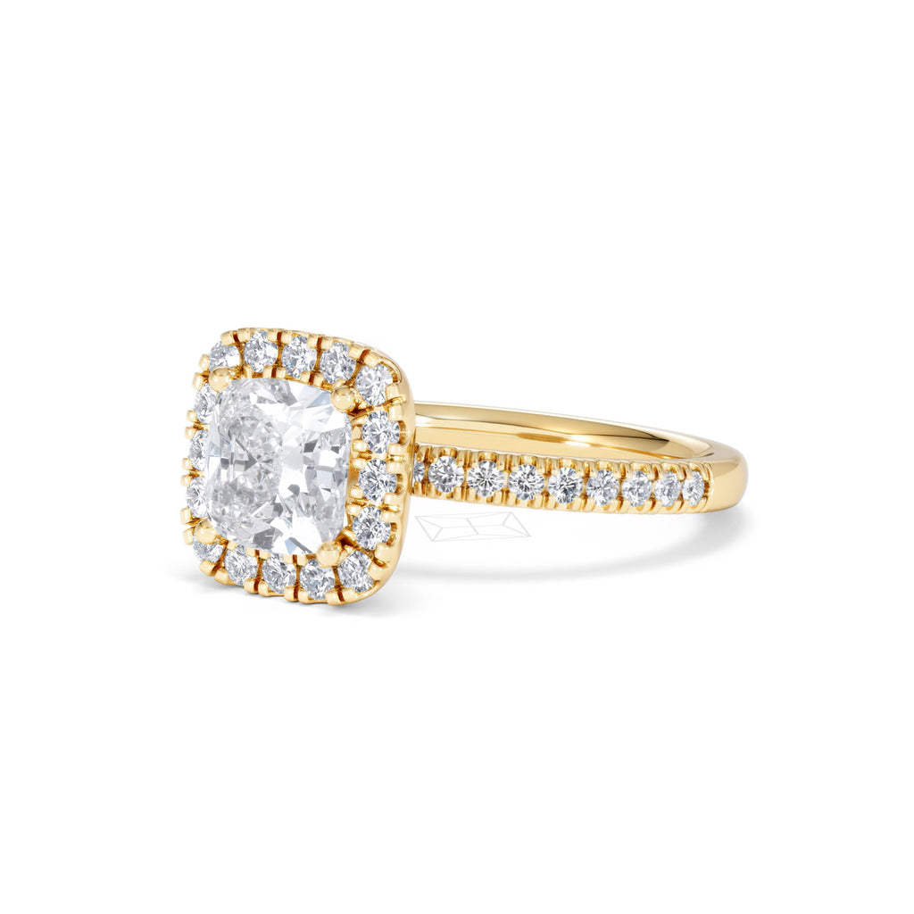 2.05ct Beatrice Lab Diamond Halo Engagement Ring in 18K Gold F/VS1