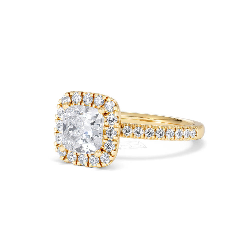 2.05ct Beatrice Lab Diamond Halo Engagement Ring in 18K Gold F/VS1